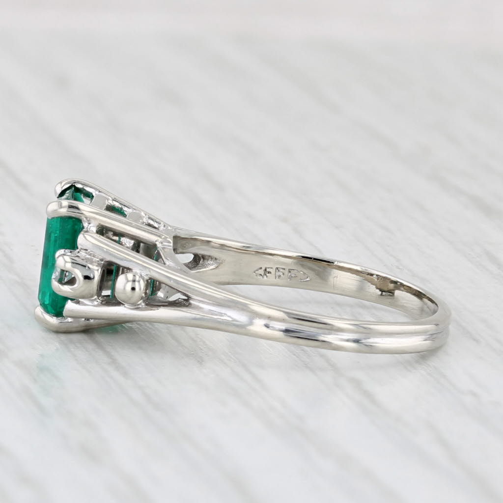 Light Gray 1.06ctw Lab Created Emerald Diamond Ring 14k White Gold Size 5.5 Engagement