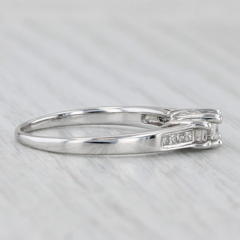 Light Gray 0.51ctw 3-Stone Diamond Engagement Ring 14k White Gold Size 8.5