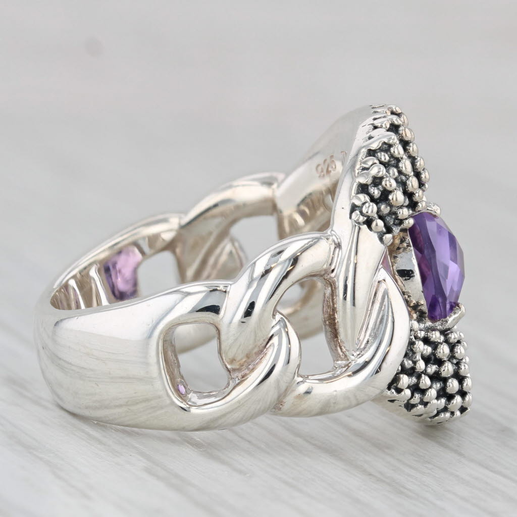 Gray Michael Dawkins 1.80ctw Amethyst Ring Sterling Silver Size 8 Statement