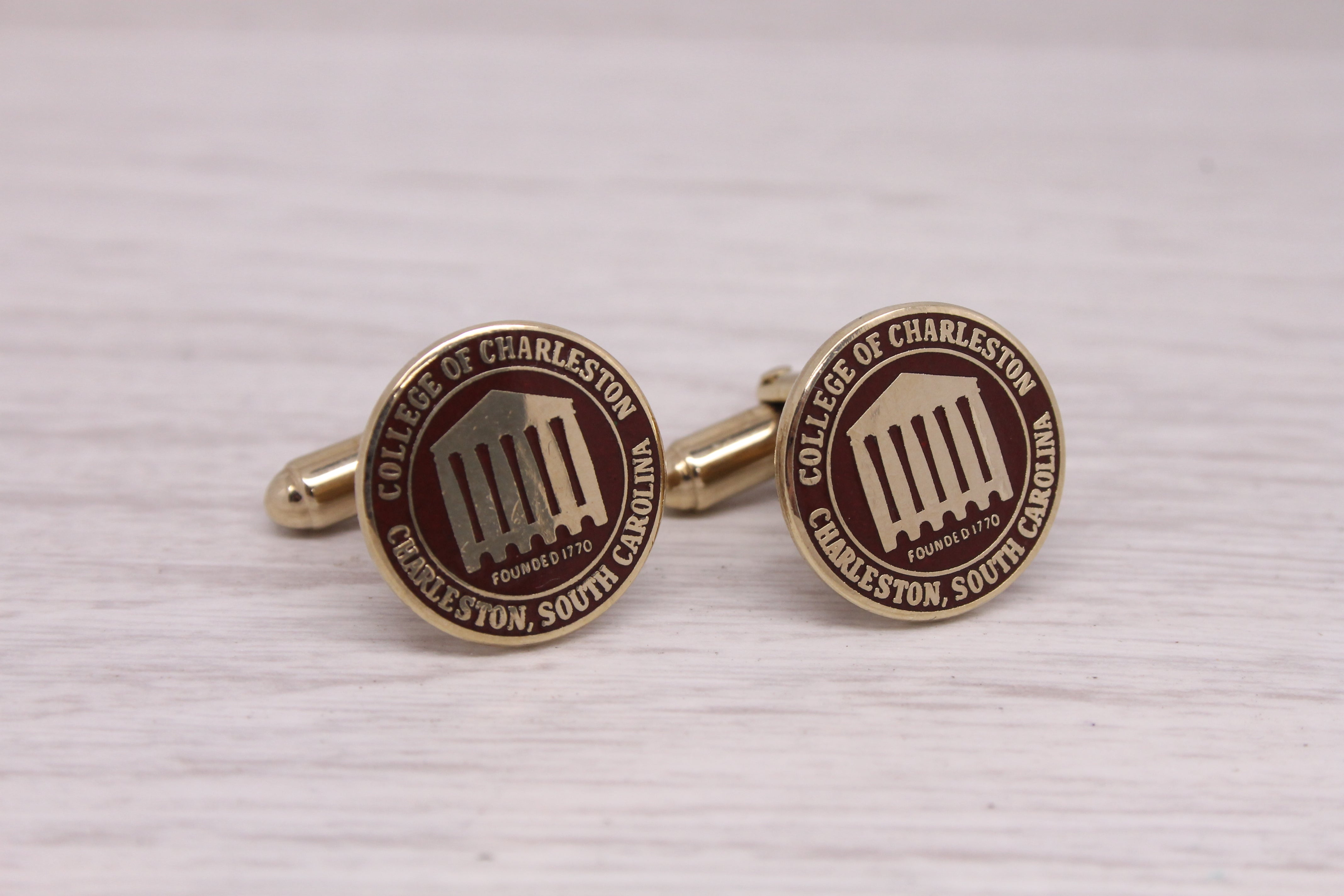 Gray Ben Silver College of Charleston 1/20 14k GF Cufflinks w/ Box South Carolina