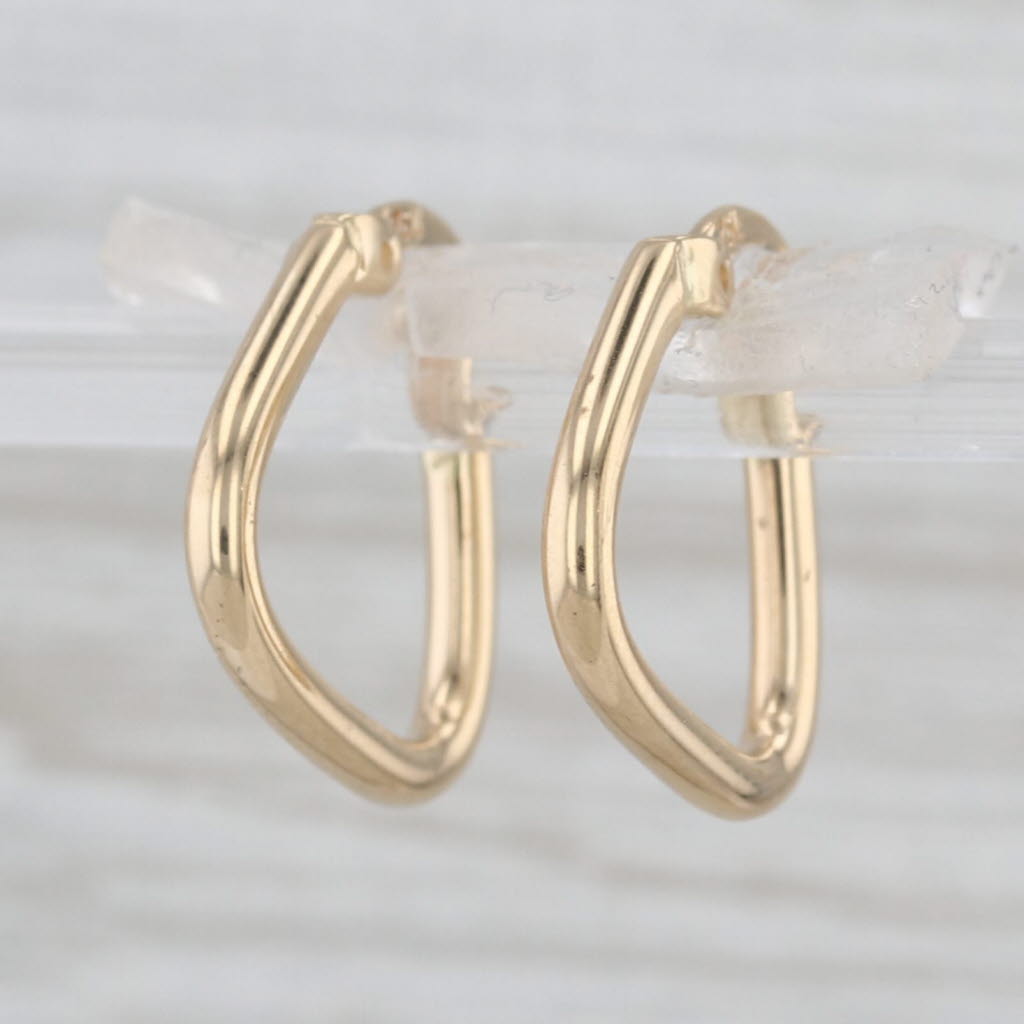 Small Triangle Hoop Earrings 18k Yellow Gold Snap Top Hoops