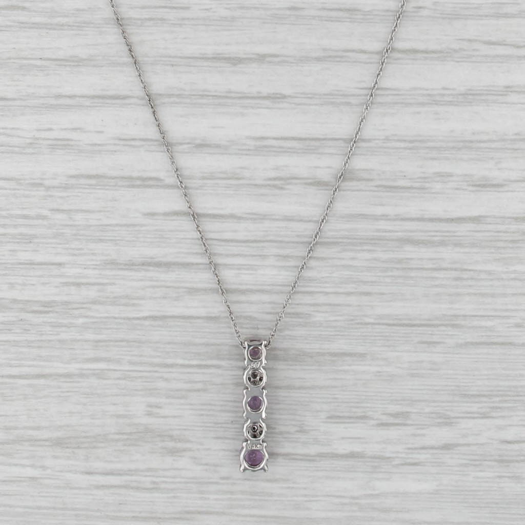 0.77ctw Pink Sapphire Diamond Journey 3-Stone Pendant Necklace 14k White Gold