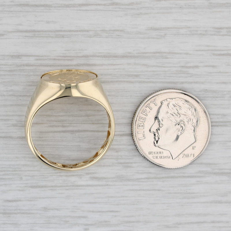 Saint Anthony Pray for Us Coin Ring 14k Yellow Gold Size 7 Signet Catholic Token