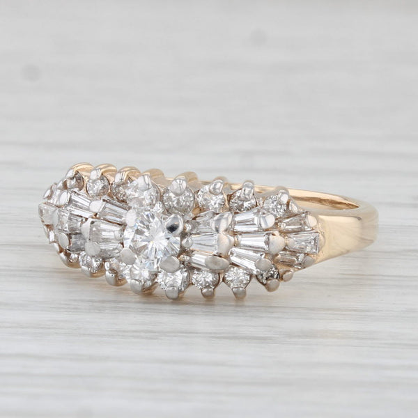 0.81ctw Diamond Cluster Ring 14k Yellow Gold Engagement Size 7.25