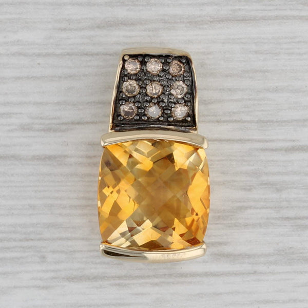 Gray 4.73ctw Citrine Diamond Pendant 10k Yellow Gold