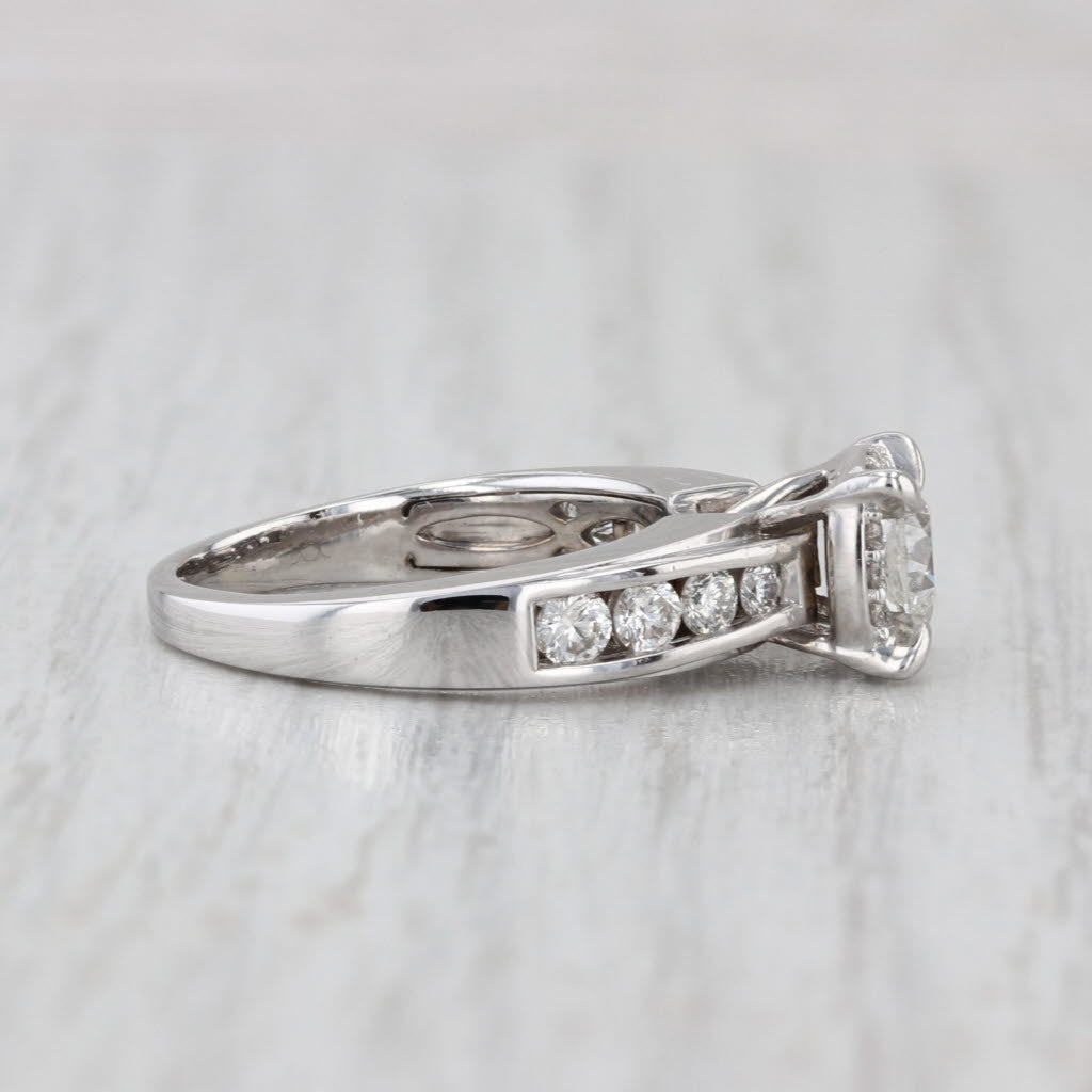 0.84ctw Round Brilliant Diamond Halo Engagement Ring 14k White Gold Size 5.5