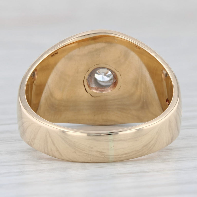 Gray Diamond Scottish Rite Signet Ring 14k Gold Palladium Eagle Yod Masonic Men's