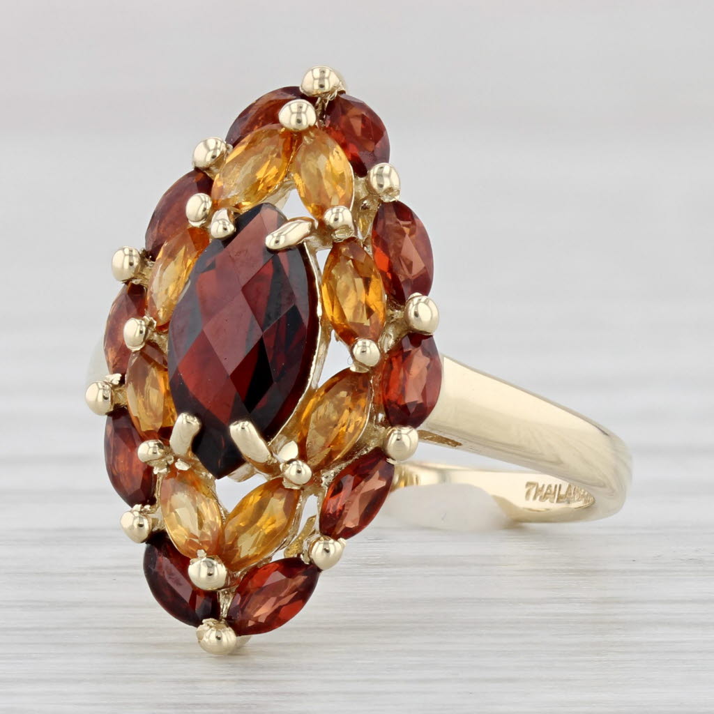 Light Gray 2.77ctw Garnet Citrine Ring 14k Yellow Gold Size 7.25 Cocktail