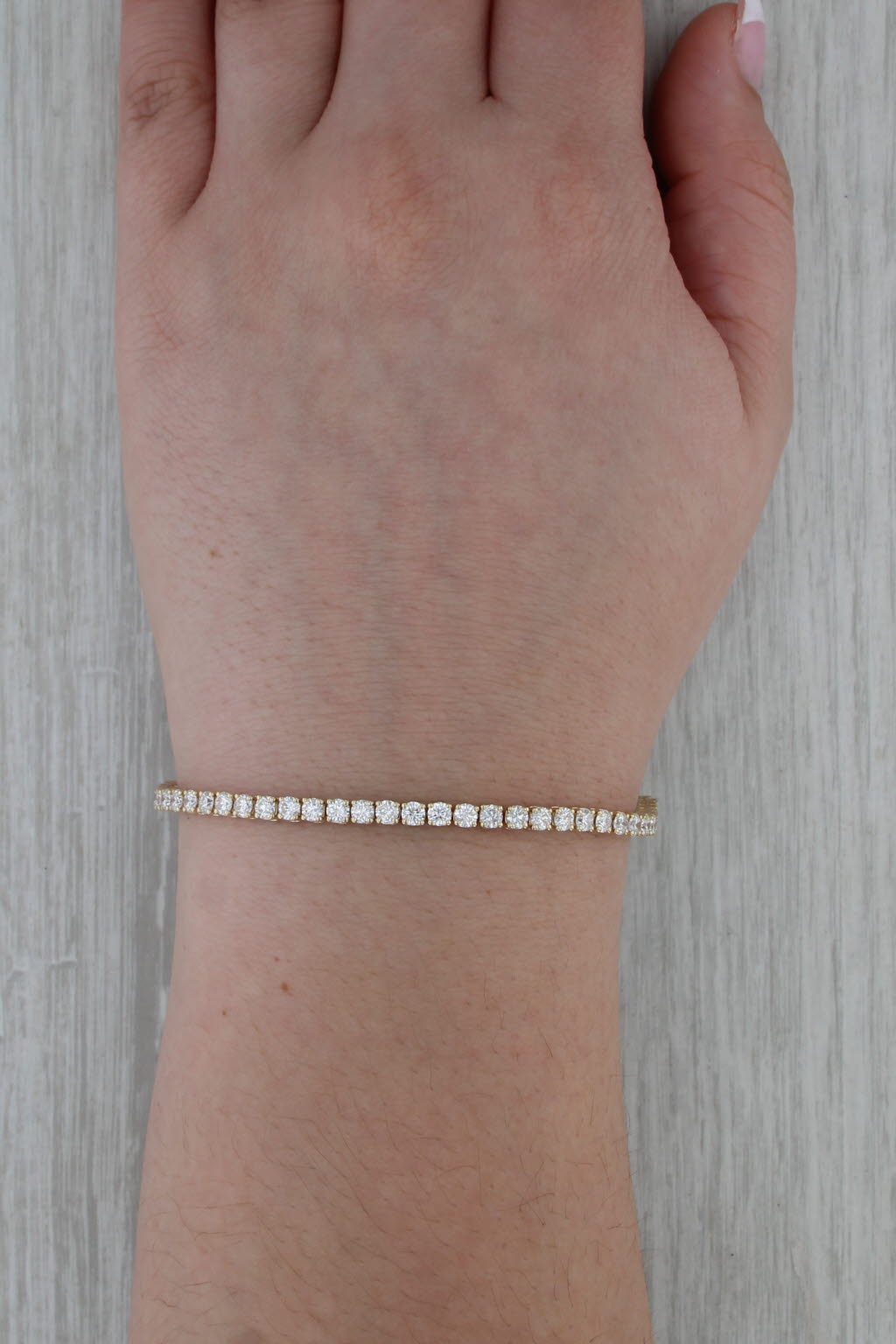 New 5.29ctw Lab Grown Diamond Tennis Bracelet 14k Yellow Gold 7" 3mm VS2 F-H