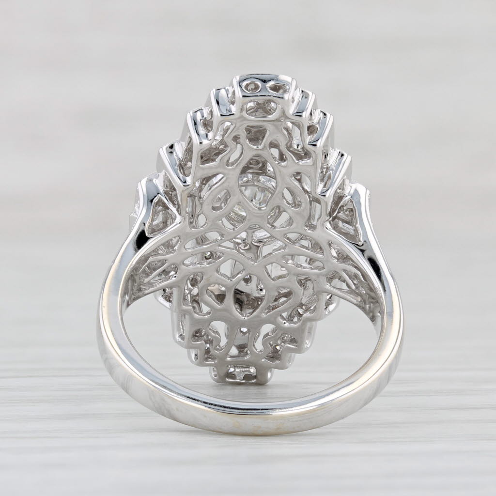 Light Gray New 0.72ctw Diamond Cocktail Ring 18k White Gold Art Deco Style Beverley K