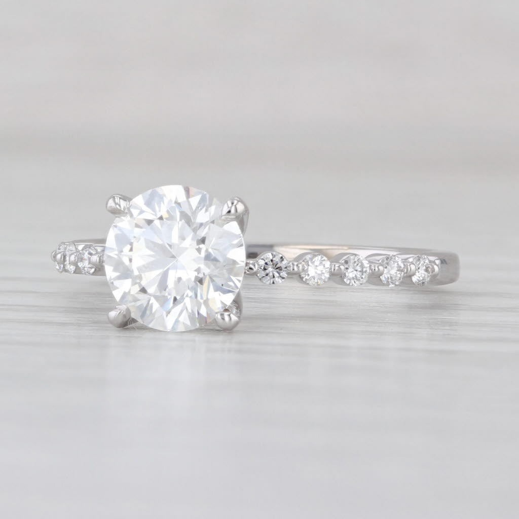 Lab Created Diamond Engagement Ring 14k White Gold Size 7.5 IGI