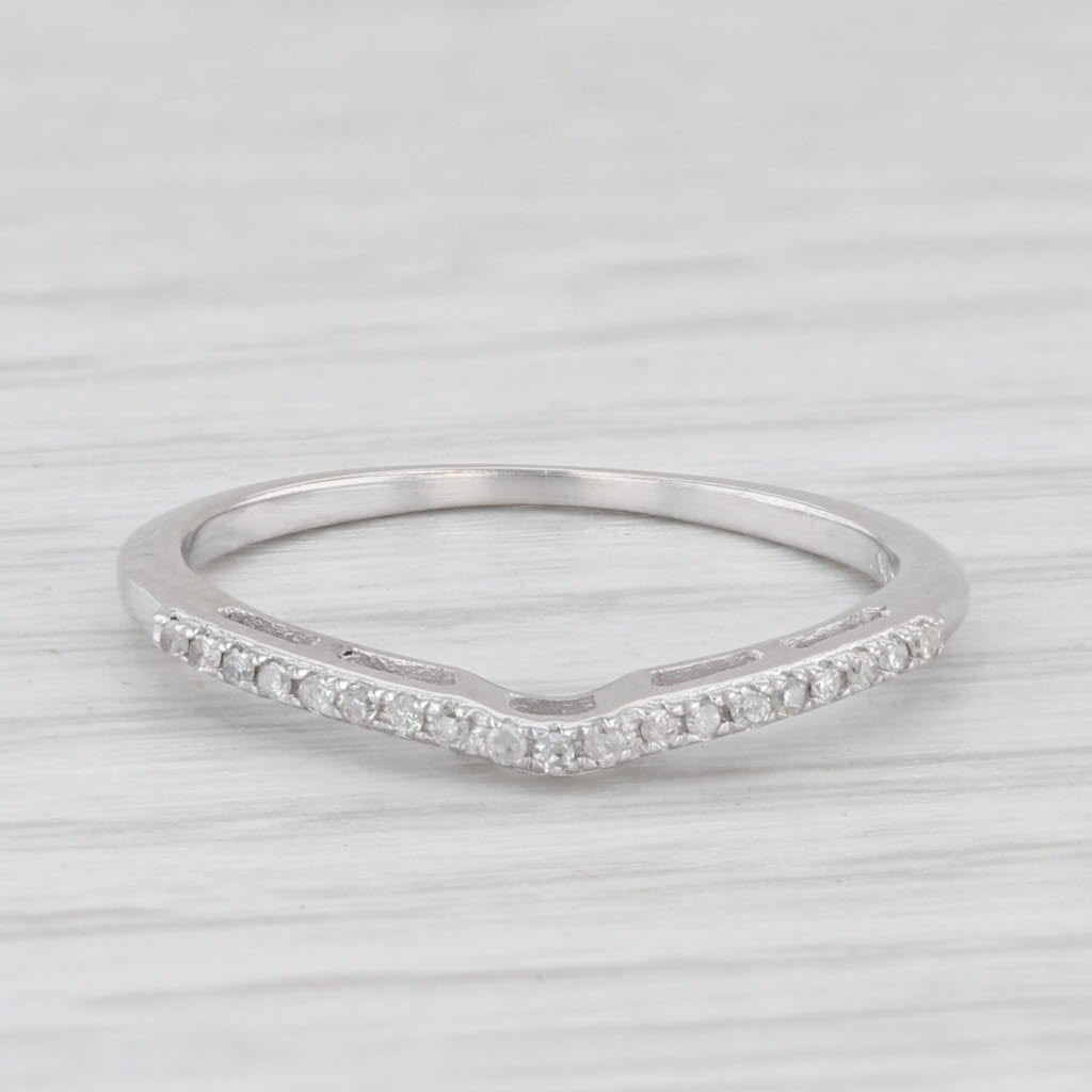 Light Gray Contours Diamond Ring 10k White Gold Stackable Wedding Band Size 5.25