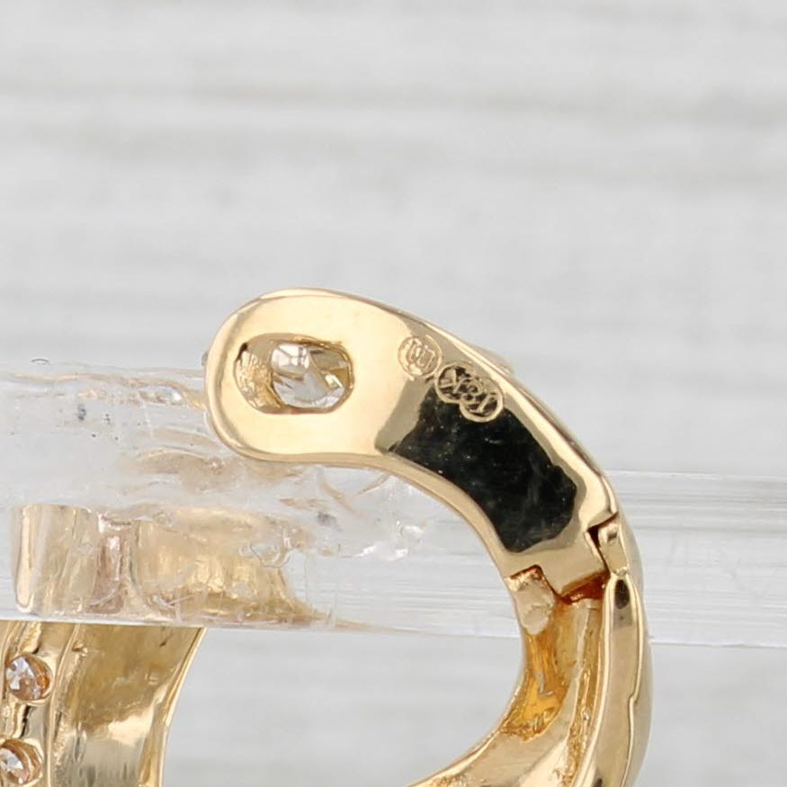 Light Gray 0.76ctw Diamond Open Hoop Earrings 18k Yellow Gold Snap Top