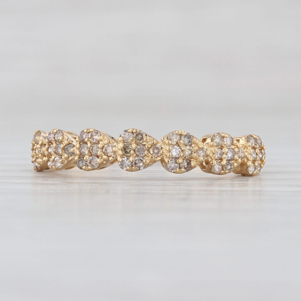 0.30ctw Diamond Hearts Ring 18k Yellow Gold Stackable Wedding Band Size 7.75