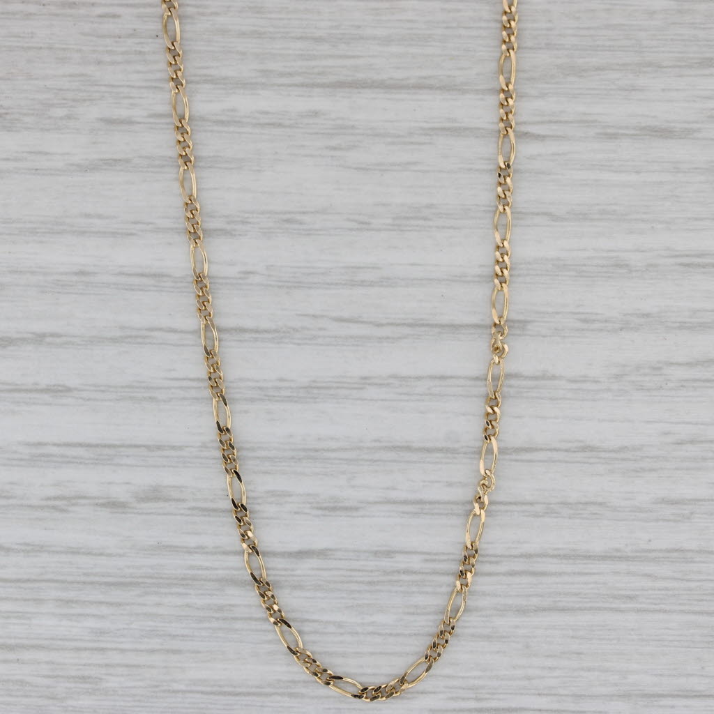 Gray 24.5" 1.9mm Figaro Chain Necklace 14k Yellow Gold Italy