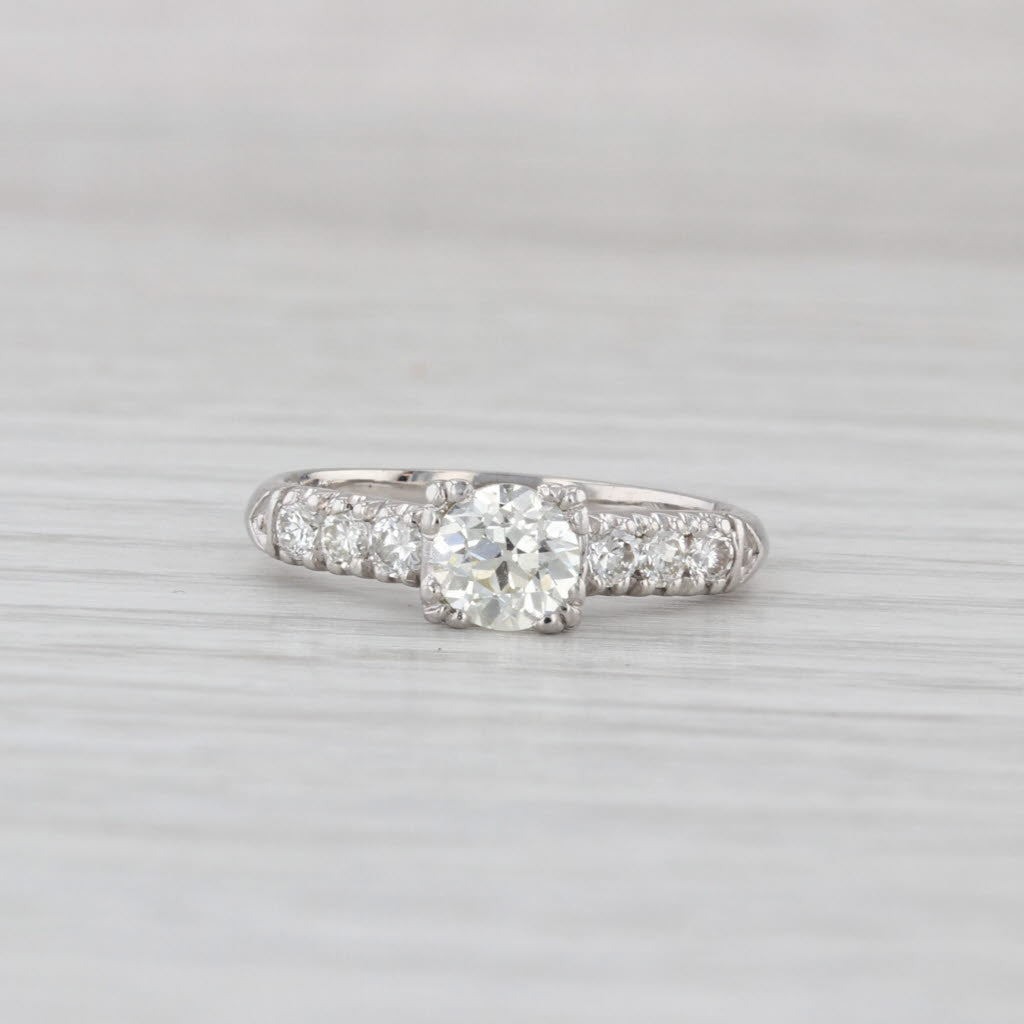Vintage 0.77ctw Old European Diamond Engagement Ring Platinum Size 5.5