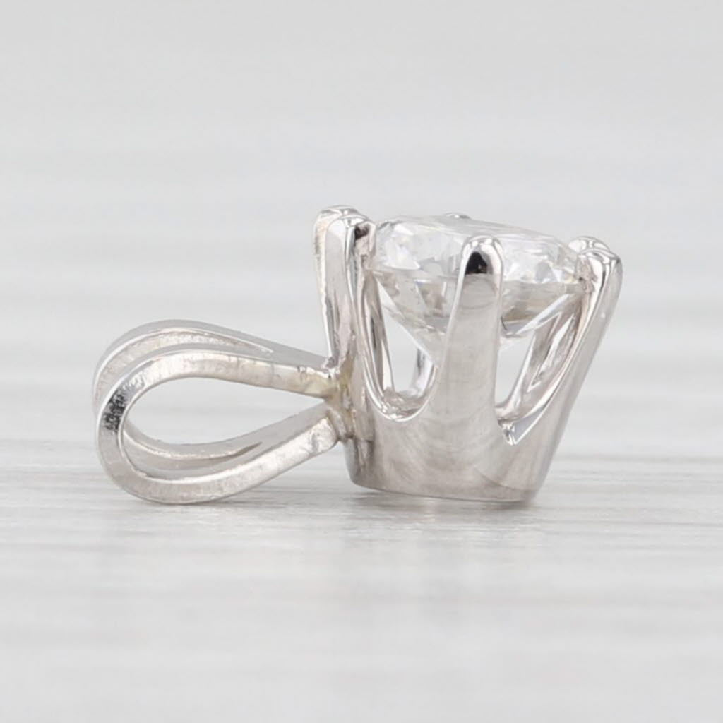 Light Gray New 0.41ct Round Solitaire Small Drop Pendant 14k White Gold
