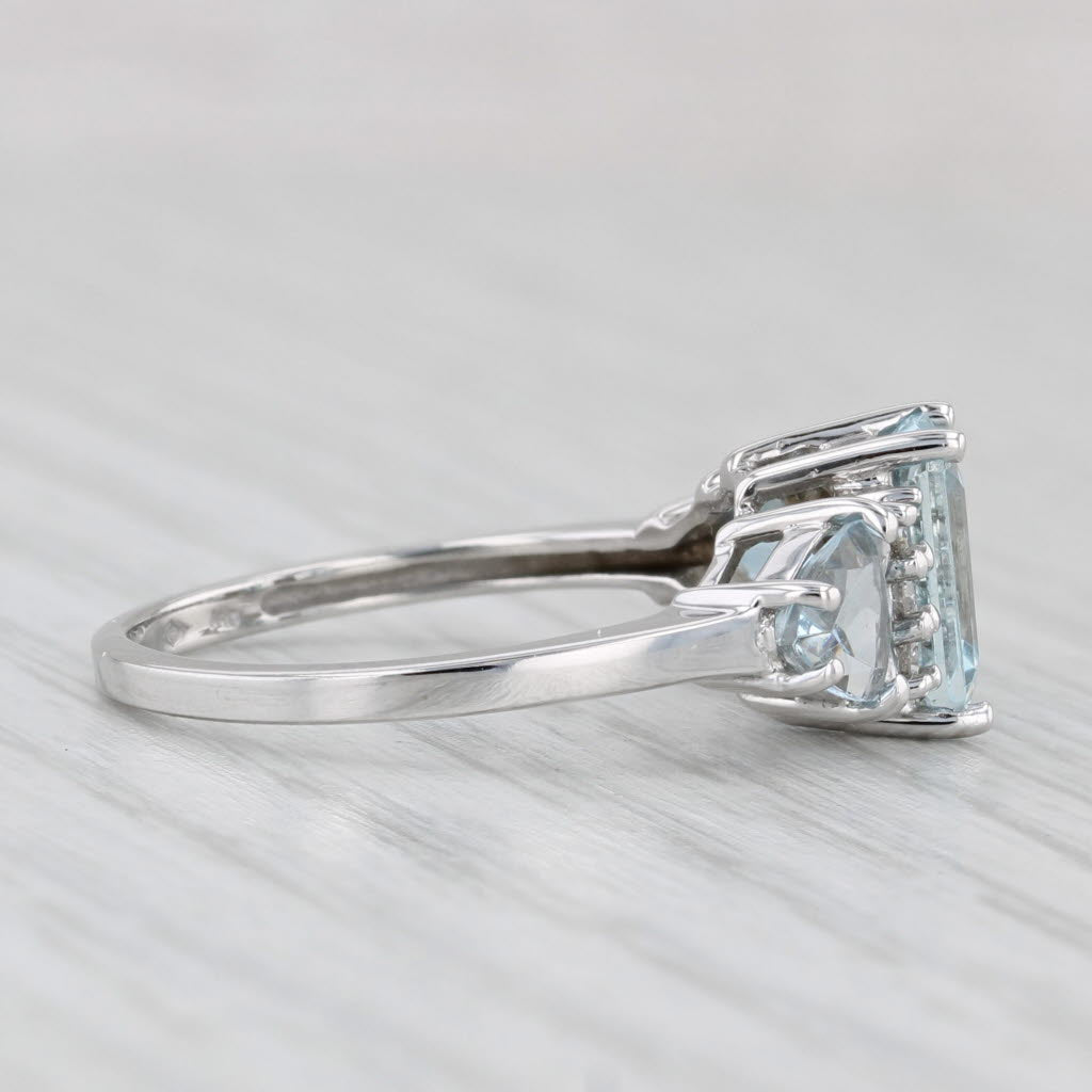 Light Gray 1.98ctw Aquamarine Diamond Ring 14k White Gold Size 7