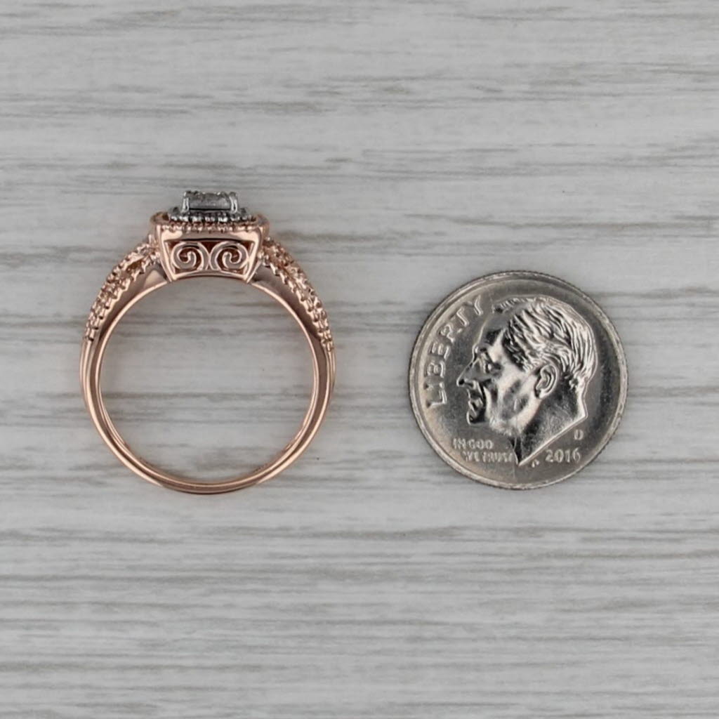 0.36ctw Diamond Princess Halo Engagement Ring 10k Rose White Gold Size 7