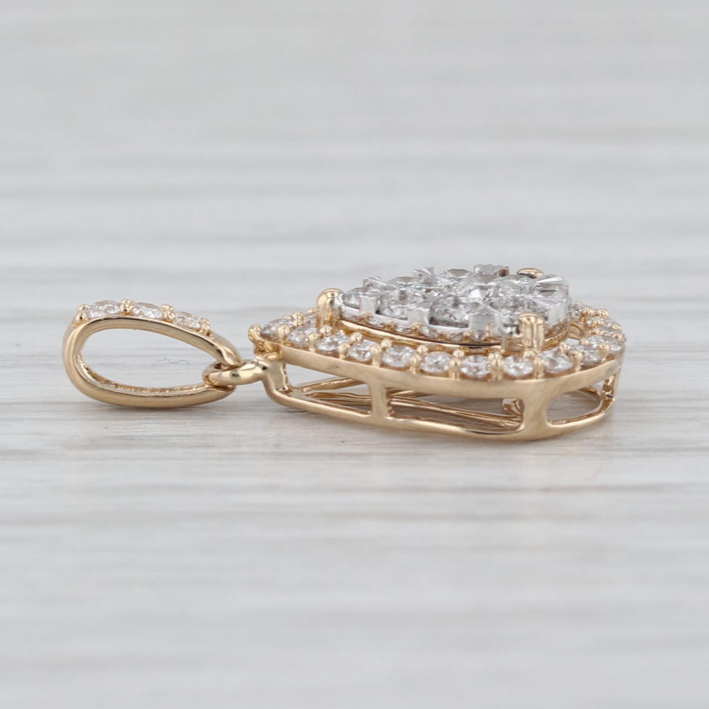 0.47ctw Diamond Cluster Teardrop Pendant 14k Yellow Gold