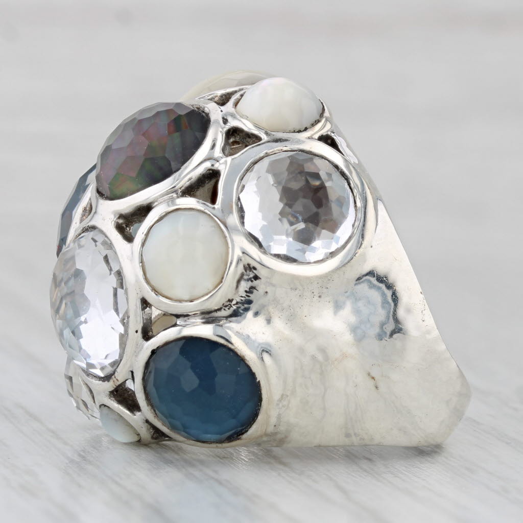 Light Gray Ippolita Rock Candy Collection Ring Sterling Silver Mother of Pearl Quartz