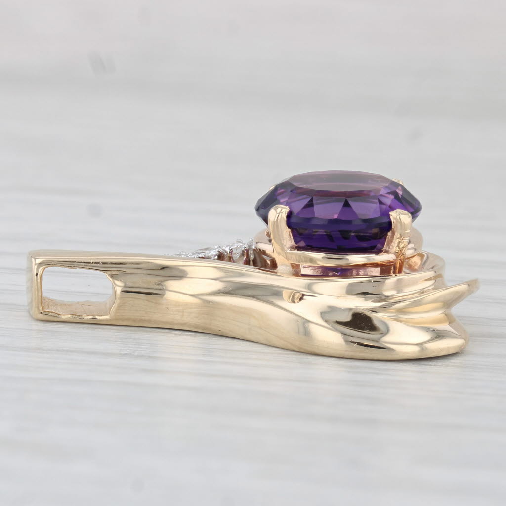 Light Gray 4.55ctw Amethyst Diamond Pendant 14k Yellow Gold Statement