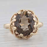 4.60ct Smoky Quartz Oval Solitaire Knot Ring 10k Yellow Gold Size 8.25