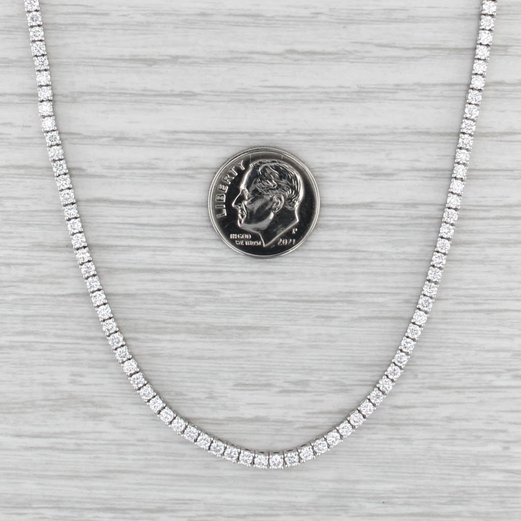 New 7.32ctw Lab Grown Diamond Tennis Necklace 17" 14k White Gold 2.5mm VS1-VS2