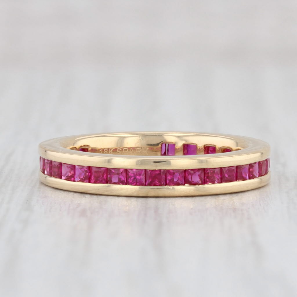 Light Gray 1.50ctw Ruby Eternity Band 18k Yellow Gold Size 6 Wedding Stackable Ring Spark