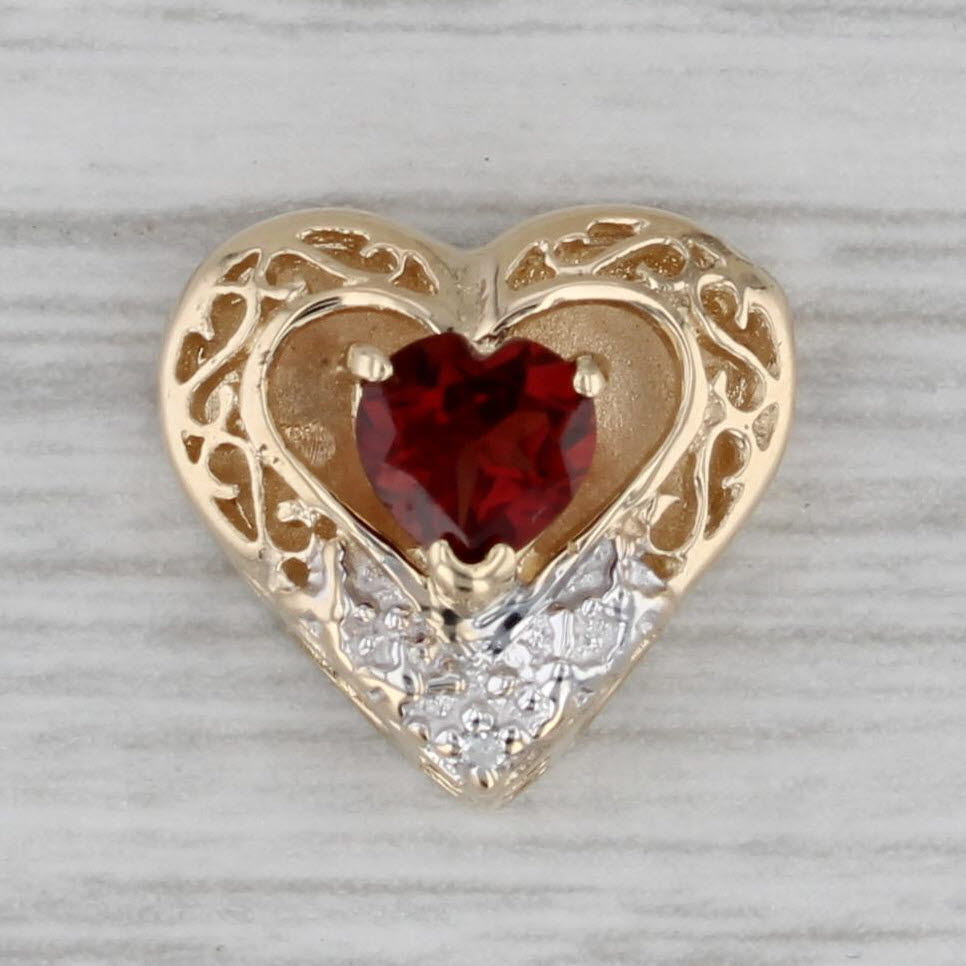 0.60ct Garnet Heart Diamond Slide Bracelet Charm 14k Yellow Gold Richard Klein