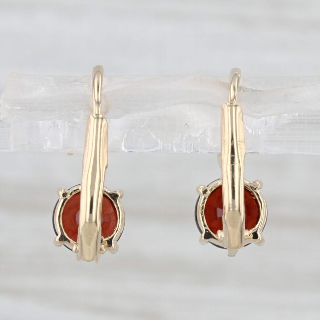 1.60ctw Garnet Drop Earrings 14k Yellow Gold Lever Backs