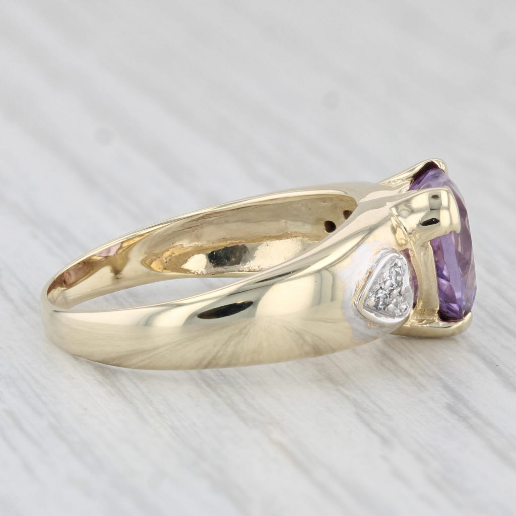 Light Gray 2.40ctw Amethyst Heart Diamond Ring 14k Yellow Gold Size 8.5