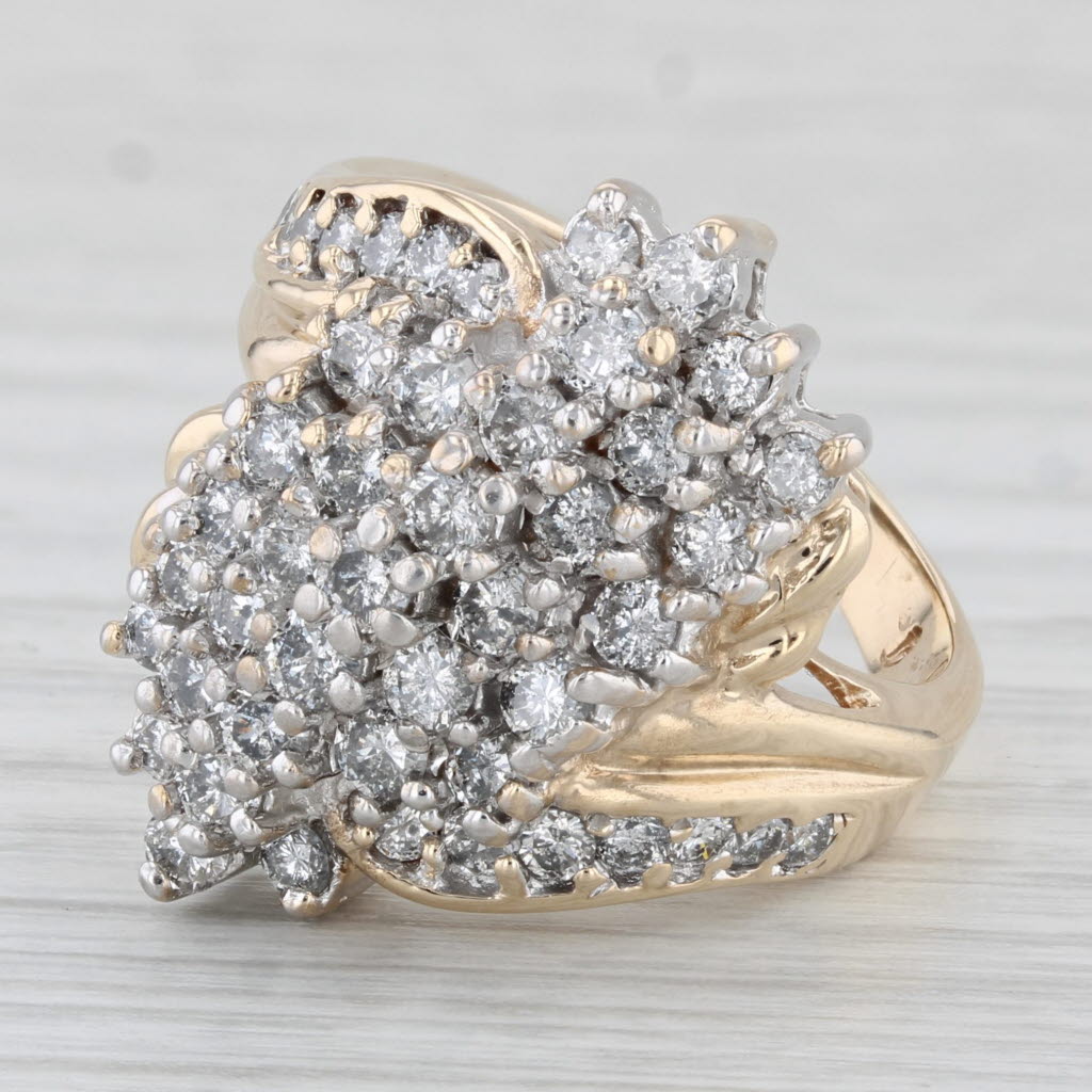 Light Gray 1.78ctw Diamond Cluster Ring 10k Yellow Gold Cocktail Size 7.25