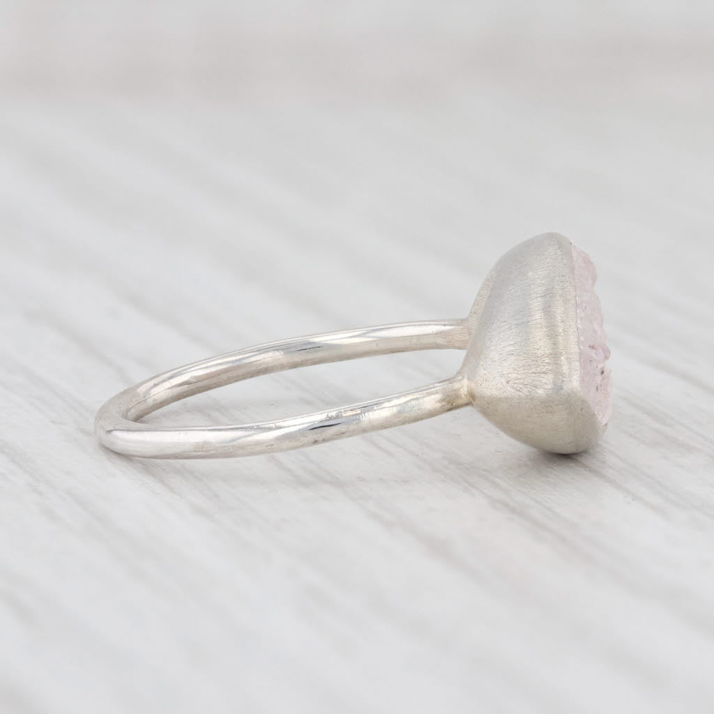 New Nina Wynn Ring Druzy White Quartz Sterling Silver Size 7 Statement