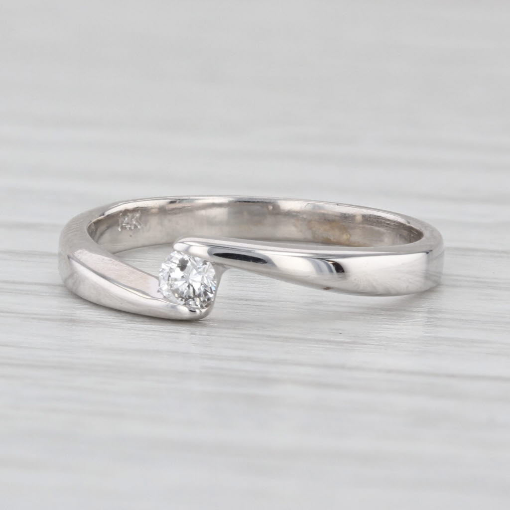 Diamond Solitaire Bypass Ring 14k White Gold Size 4.5 Stackable