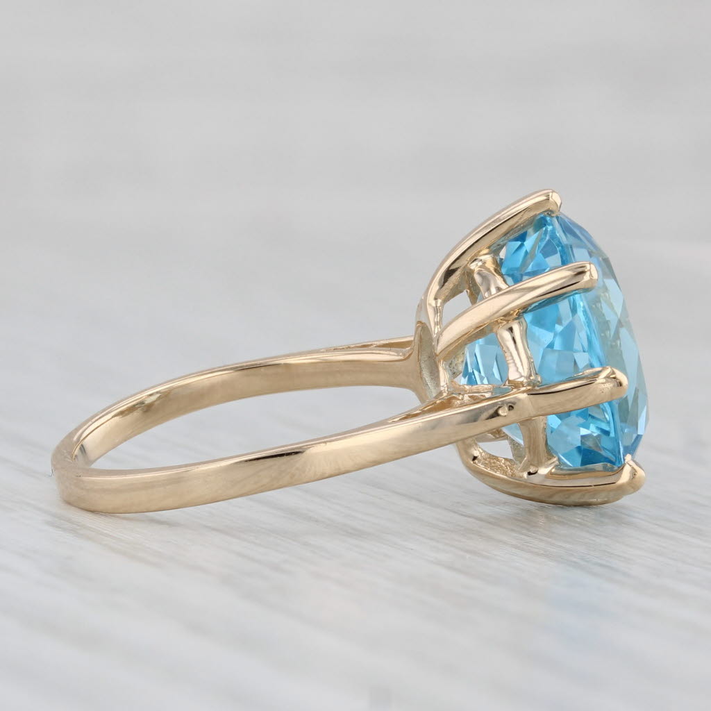 Gray 10ct Round Blue Topaz Solitaire Ring 14k Yellow Gold Size 6.75