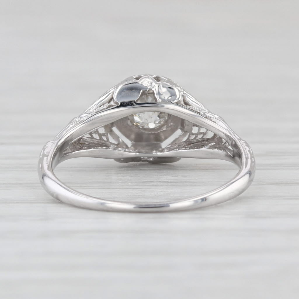 Art Deco 0.23ct Diamond Solitaire Engagement Ring 18k White Gold Size 5.75