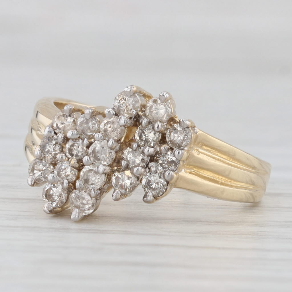Light Gray 0.75ctw Diamond Cluster Ring 14k Yellow Gold Size 10