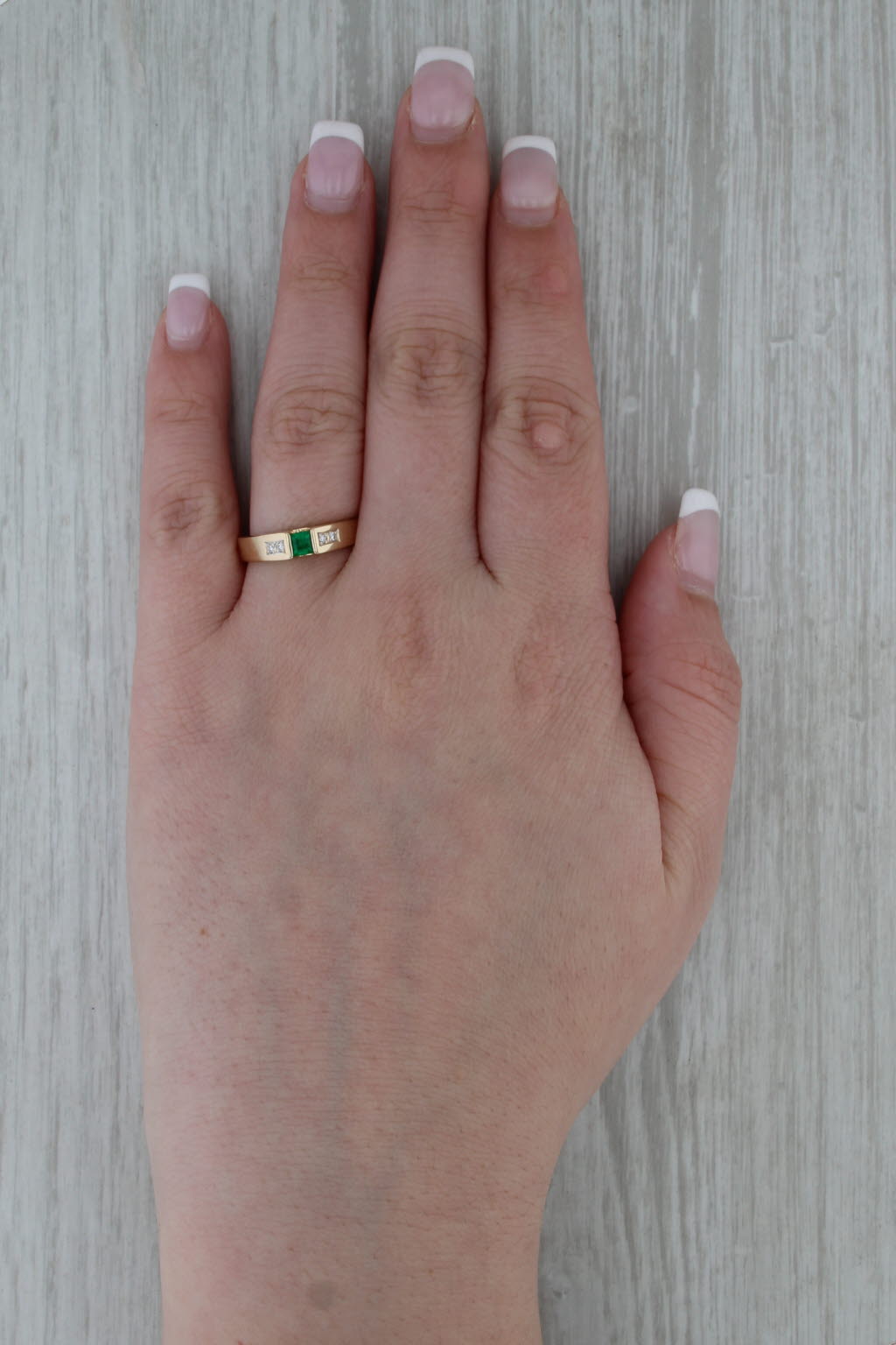 0.29ctw Emerald Diamond Ring 14k Yellow Gold Size 8.5 Engagement Stackable