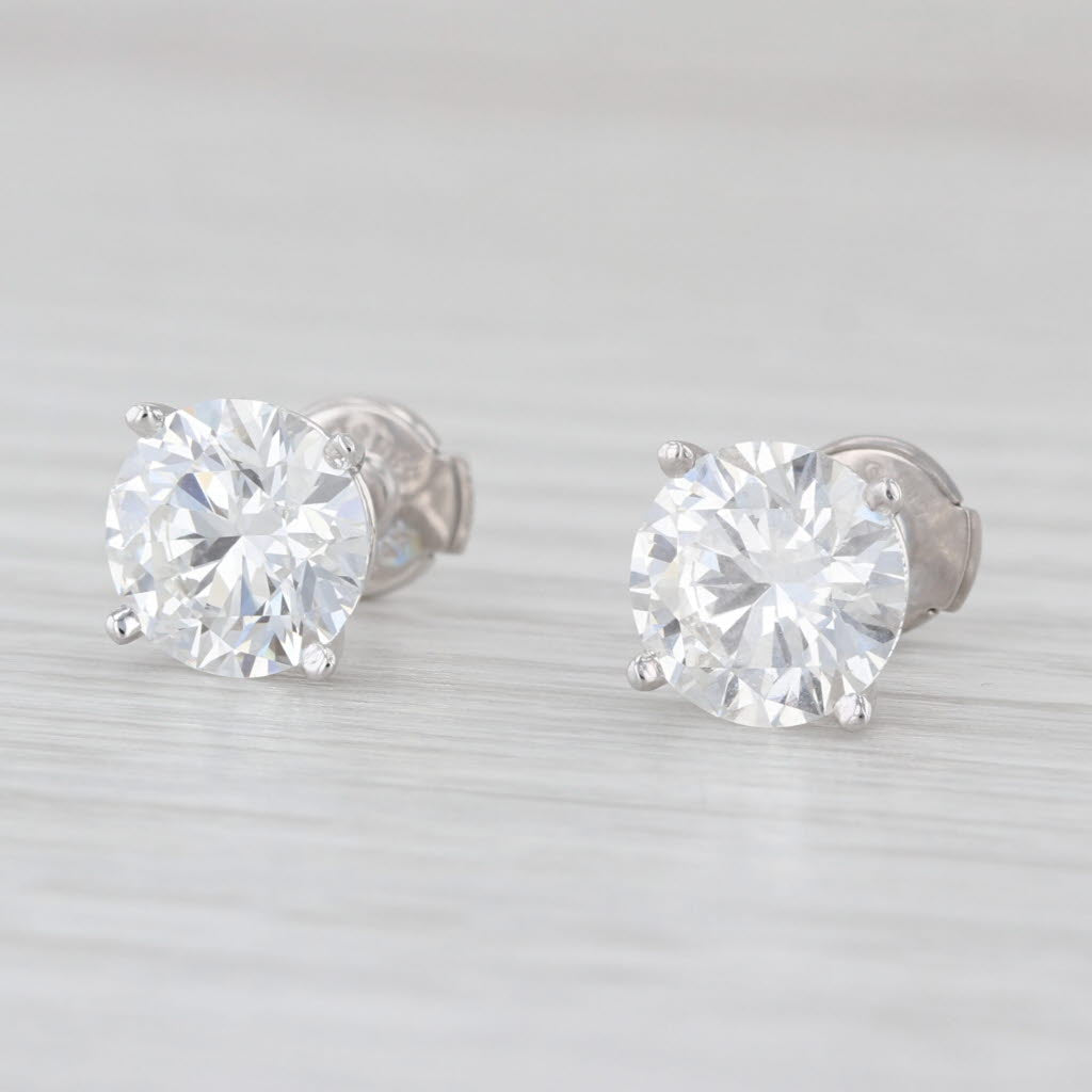 New 4.03ctw IGI Lab Grown Diamond Stud Earrings VS1 F 14k White Gold Studs