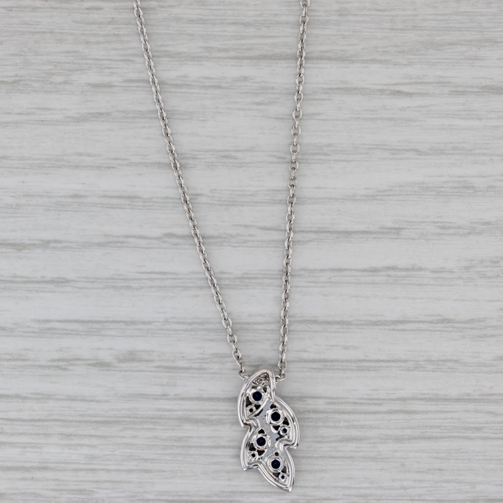 Gray 0.82ctw Sapphire Diamond Flower Pendant Necklace 14k White Gold 16" 18" FANA