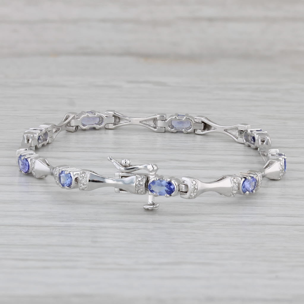 Gray 2.30ctw Tanzanite Diamond Bracelet 10k White Gold 7"