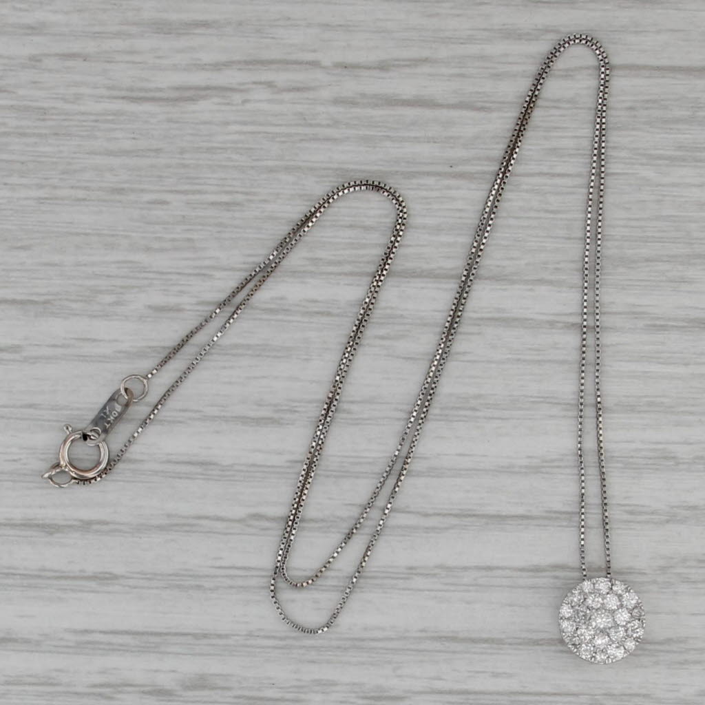 0.65ctw Diamond Cluster Pendant Necklace 10k White Gold 18.75" Box Chain