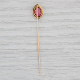 Light Gray Vintage Pink Glass Stickpin 10k Yellow Gold Pin Marquise Solitaire