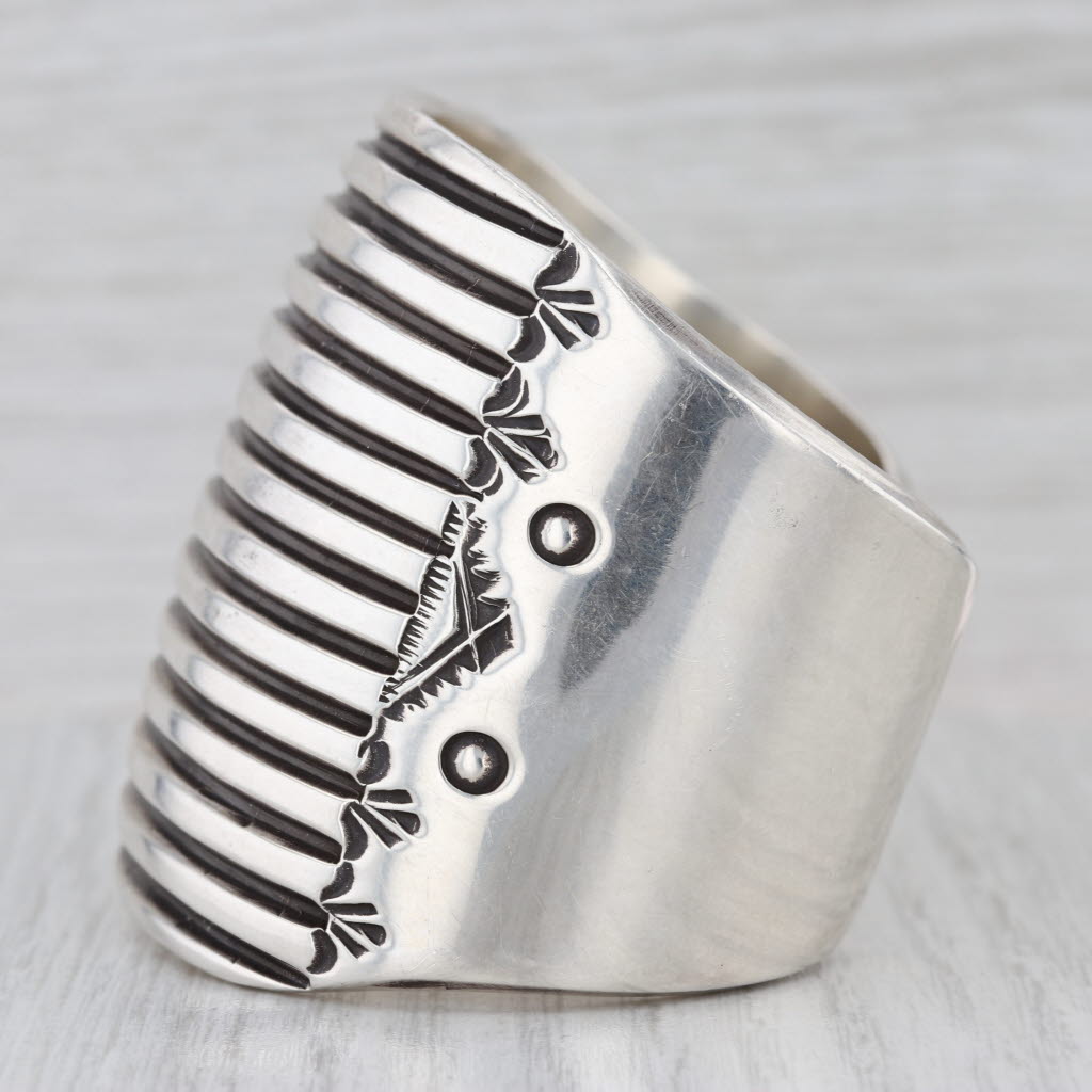 Elvira Bill Large Statement Cuff Bracelet Sterling Silver Navajo Native American