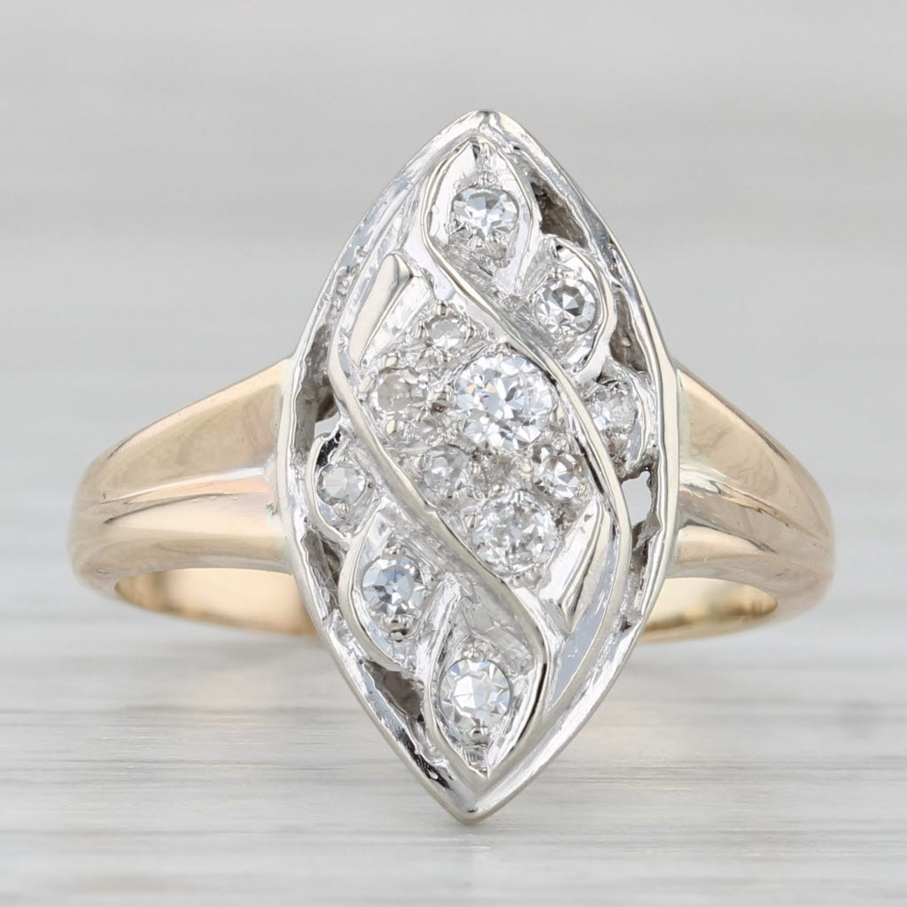 Light Gray 0.15ctw Diamond Ring 14k White Yellow Gold Size 5.25