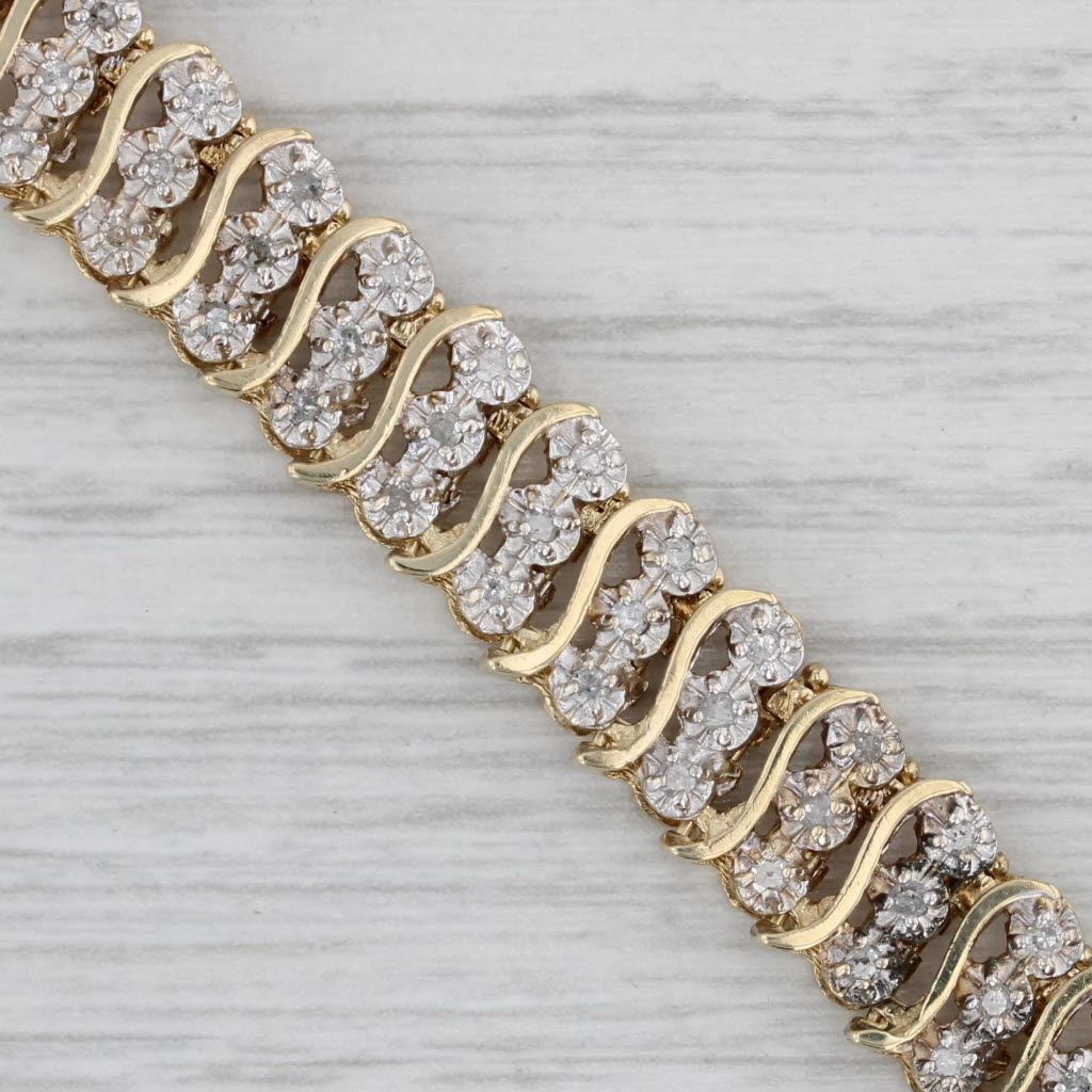 Gray 1.20ctw Diamond Tennis Bracelet 14k Yellow Gold 7.25" 9.2mm