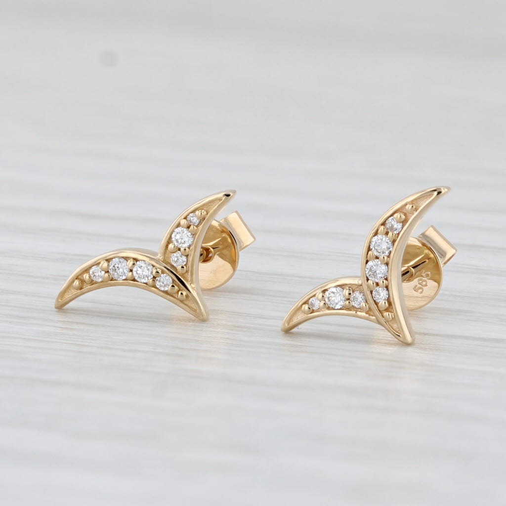 Light Gray New Diamond Contoured Stud Earrings 14k Yellow Gold