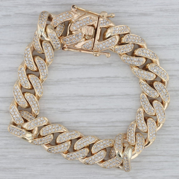 5ctw Diamond Curb Chain Bracelet 10k Yellow Gold 7.5" 13.2mm