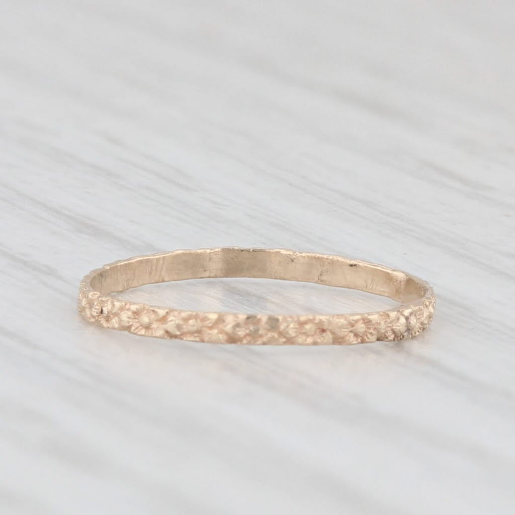 Light Gray Ostby Barton Floral Vintage Baby Ring 10k Yellow Gold Small Size Band